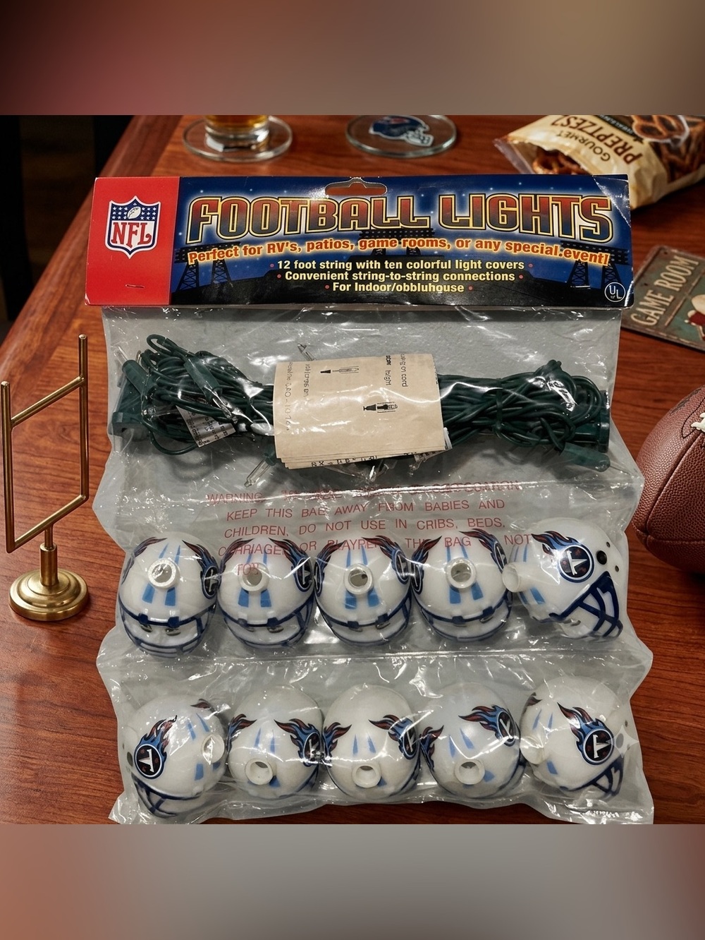 🏈 New TN Titans- Tennessee Titans Football Helmets Lights / Garland New